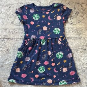 Girls' Cat & Jack Navy Blue Planet Space Dress